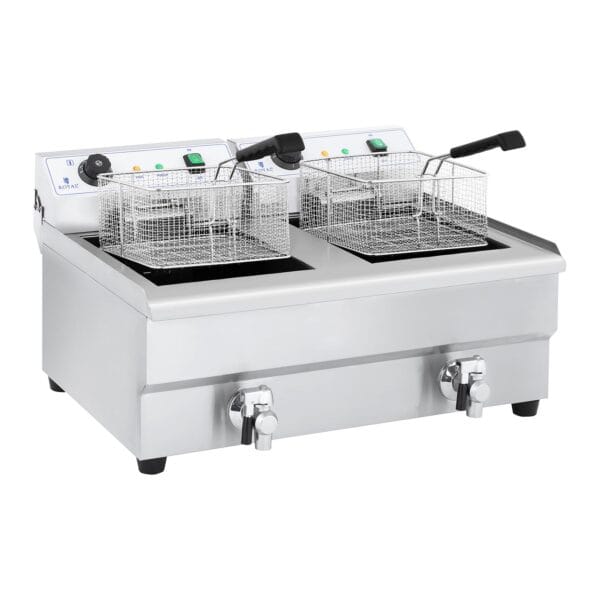 Frytkownica frytownica gastronomiczna dwukomorowa z kranami 230V 2x16L 1 10010028 frytkownica frytownica gastronomiczna dwukomorowa z kranami 230v 2x16l hurtownia sklep zielona gora