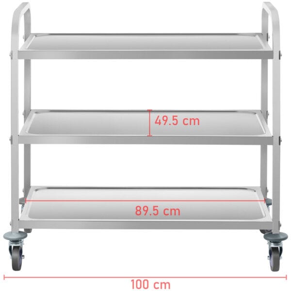 Wózek kelnerski cateringowy 3 półkowy do 150kg ze stali nierdzewnej Royal Catering RCSW 3A 8 10010424 8