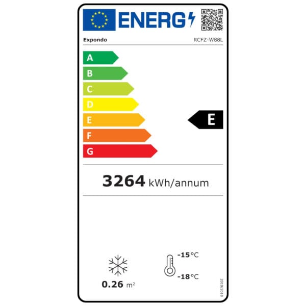 Zamrażarka szufladowa przeszklona z zamkiem do -24deg C 88L 4 10010434 eei a