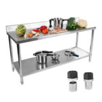 10011097 stol blat roboczy gastronomiczny przyscienny kuchenny z rantem i dolna polka 180x60cm hurtownia sklep zielona gora