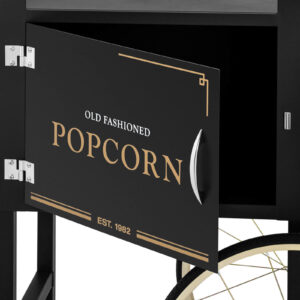 Wózek podstawa do maszyny do popcornu z szafką retro 51 x 37 cm - czarno-złoty 8 Wózek podstawa do maszyny do popcornu z szafką retro 51 x 37 cm - czarno-złoty - obrazek 3