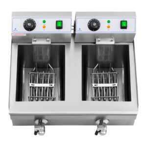 Frytownica podwójna gastronomiczna elektryczna z kranem 230 V 2 x 3000W 2 x 10 L 10 Frytownica podwójna gastronomiczna elektryczna z kranem 230 V 2 x 3000W 2 x 10 L - obrazek 4