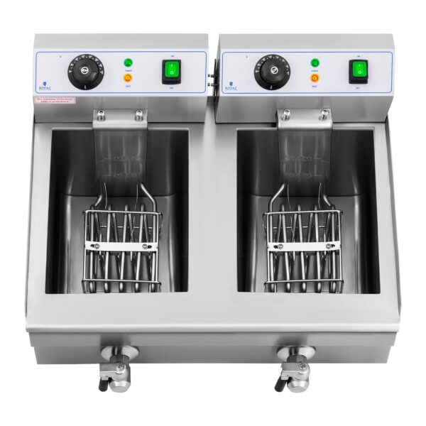 Frytownica podwójna gastronomiczna elektryczna z kranem 230 V 2 x 3000W 2 x 10 L 3 10011144 3