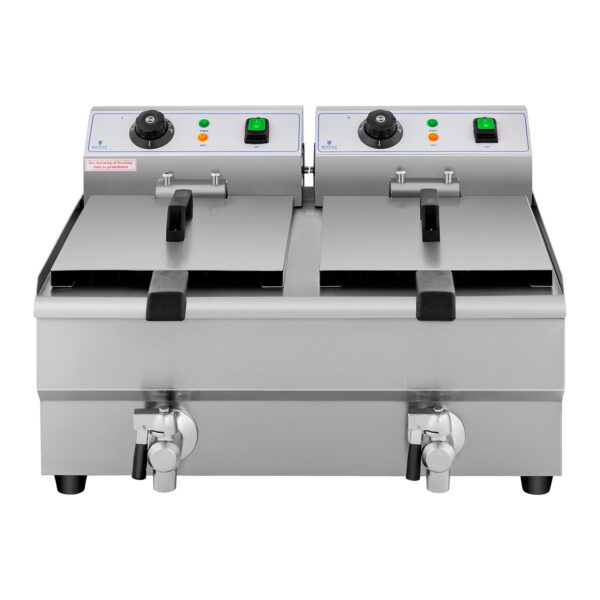 Frytownica podwójna gastronomiczna elektryczna z kranem 230 V 2 x 3000W 2 x 10 L 5 10011144 5