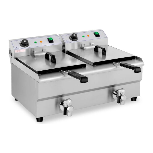 Frytownica podwójna gastronomiczna elektryczna z kranem 230 V 2 x 3200W 2 x 13 L 2 10011145 2
