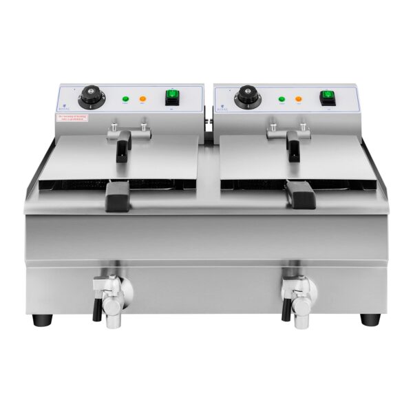 Frytownica podwójna gastronomiczna elektryczna z kranem 230 V 2 x 3200W 2 x 13 L 4 10011145 4