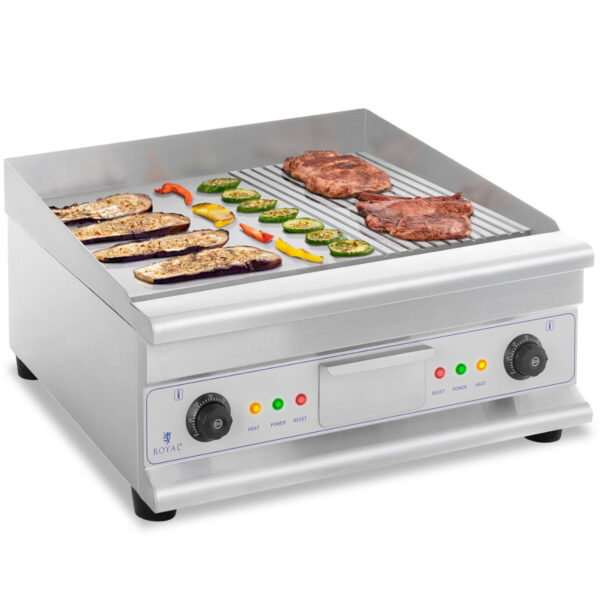 Grill płyta grillowa podwójna gładka ryflowana z szufladą na tłuszcz 230 V 2x 3200 W 1 10011175 1