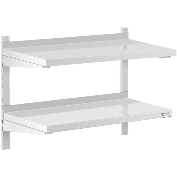 Półka ścienna wisząca gastronomiczna podwójna z regulacją STAL 80 x 40 cm 1 10011458 1