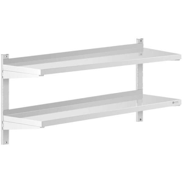 Półka ścienna wisząca gastronomiczna podwójna z regulacją STAL 120 x 40 cm 1 10011460 1