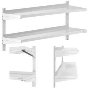 Półka ścienna wisząca gastronomiczna podwójna z regulacją STAL 120 x 40 cm 4 Półka ścienna wisząca gastronomiczna podwójna z regulacją STAL 120 x 40 cm - obrazek 1