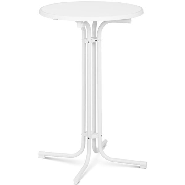 Stół stolik barowy okrągły wysoki składany śr. 70 cm wys. 110 cm biały 1 10011470 1
