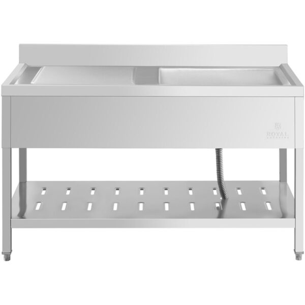 Zlew basen gastronomiczny jednokomorowy z półką i rantem prawy 140 x 70 x 94,5 cm 5 10011685 5