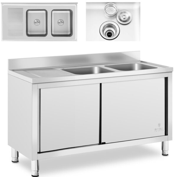 10012134-zlew-basen-gastronomiczny-dwukomorowy-z-szafka-z-drzwiami-przesuwnymi-140-x-70-x-95-cm-ean-4062859020659-hurtownia-zielona-gora 10012134 zlew basen gastronomiczny dwukomorowy z szafka z drzwiami przesuwnymi 140 x 70 x 95 cm ean 4062859020659 hurtownia zielona gora