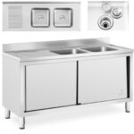 10012136 zlew basen gastronomiczny dwukomorowy z szafka z drzwiami przesuwnymi 160 x 60 x 95 cm ean 4062859020673 hurtownia zielona gora