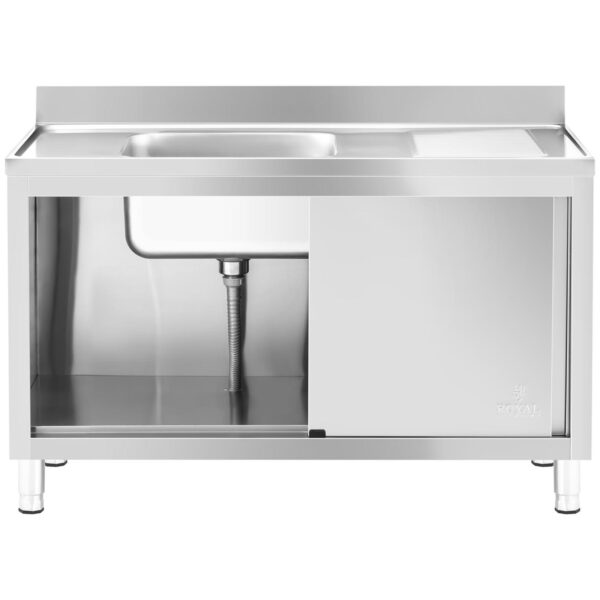 Zlew basen gastronomiczny jednokomorowy z szafką z drzwiami przesuwnymi lewy 140 x 60 x 94.5 cm 6 10012138 6