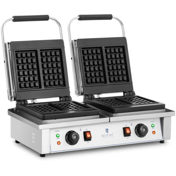 Gofrownica prostokątna podwójna na 4 gofry belgijskie 2 x 2000 W 1 10012358 1