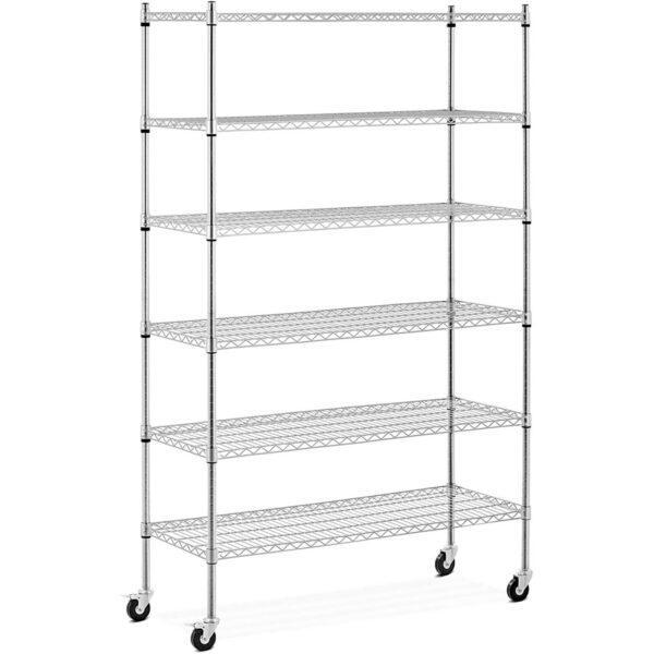 Regał magazynowy druciany ażurowy na kółkach 6 półek do 90 kg 120x45x189 cm 1 10012531 1