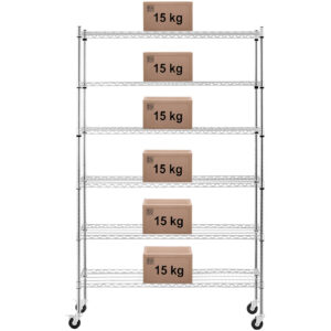 Regał magazynowy druciany ażurowy na kółkach 6 półek do 90 kg 120x45x189 cm 13 Regał magazynowy druciany ażurowy na kółkach 6 półek do 90 kg 120x45x189 cm - obrazek 6