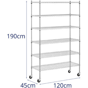 Regał magazynowy druciany ażurowy na kółkach 6 półek do 90 kg 120x45x189 cm 15 Regał magazynowy druciany ażurowy na kółkach 6 półek do 90 kg 120x45x189 cm - obrazek 8
