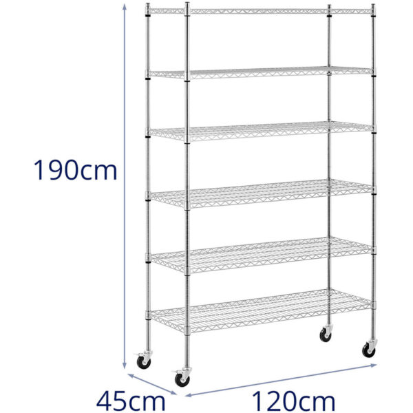 Regał magazynowy druciany ażurowy na kółkach 6 półek do 90 kg 120x45x189 cm 7 10012531 7