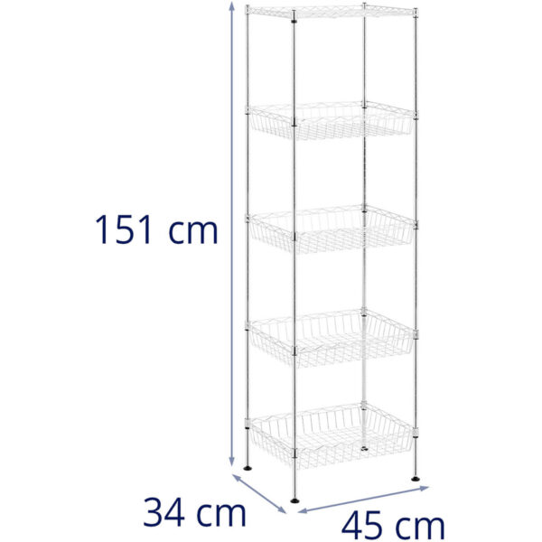 Regał druciany metalowy do magazynu garderoby 5 koszy 45 x 35 x 152 cm do 100 kg 5 10012534 5