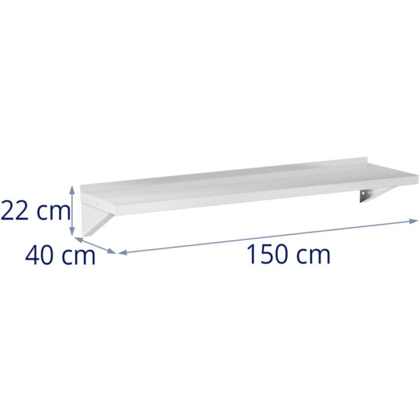 Półka ścienna wisząca kuchenna ze stali do 80 kg 150 x 40 cm 5 10012687 5