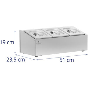 Ekspozytor stojak na pojemniki gastronomiczne 3 x GN 1/6 5.7 l + pojemniki z pokrywkami 13 Ekspozytor stojak na pojemniki gastronomiczne 3 x GN 1/6 5.7 l + pojemniki z pokrywkami - obrazek 7