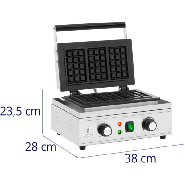 Gofrownica prostokątna na 3 gofry belgijskie TEFLON 1500 W 5 10012898 5