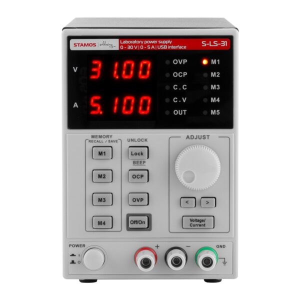 Zasilacz laboratoryjny z funkcją pamięci 0-30VDC 0-5A USB / RS232 + CD S-LS-31 2 10021061 2