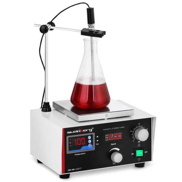 Mieszadło magnetyczne laboratoryjne 100deg C timer + mieszadełka 1 10030255 mieszadlo magnetyczne laboratoryjne z grzaniem 100c 310w steinberg systems sbs mr 1600 1t