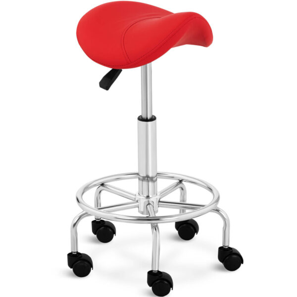 Taboret stołek hoker kosmetyczny siodłowy na kółkach Frankfurt do 150 kg czerwony 1 10040299 1