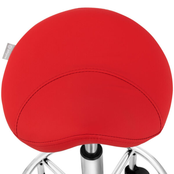 Taboret stołek hoker kosmetyczny siodłowy na kółkach Frankfurt do 150 kg czerwony 4 10040299 4