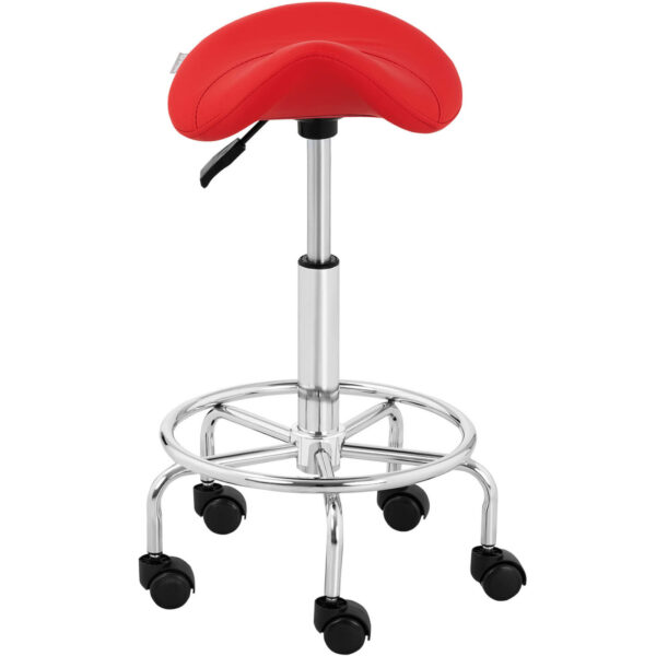 Taboret stołek hoker kosmetyczny siodłowy na kółkach Frankfurt do 150 kg czerwony 5 10040299 5