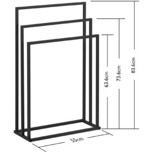 Stojak wieszak na 3 ręczniki wolnostojący podłogowy STAL 55 x 21.5 x 84 cm ciemnoszary 13 Stojak wieszak na 3 ręczniki wolnostojący podłogowy STAL 55 x 21.5 x 84 cm ciemnoszary - obrazek 7