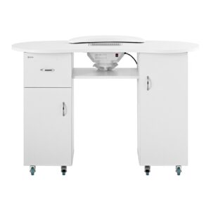 Biurko stolik do manicure kosmetyczny z pochłaniaczem pyłu i szafkami na kółkach 120x50x80 cm biały 7 Biurko stolik do manicure kosmetyczny z pochłaniaczem pyłu i szafkami na kółkach 120x50x80 cm biały - obrazek 2
