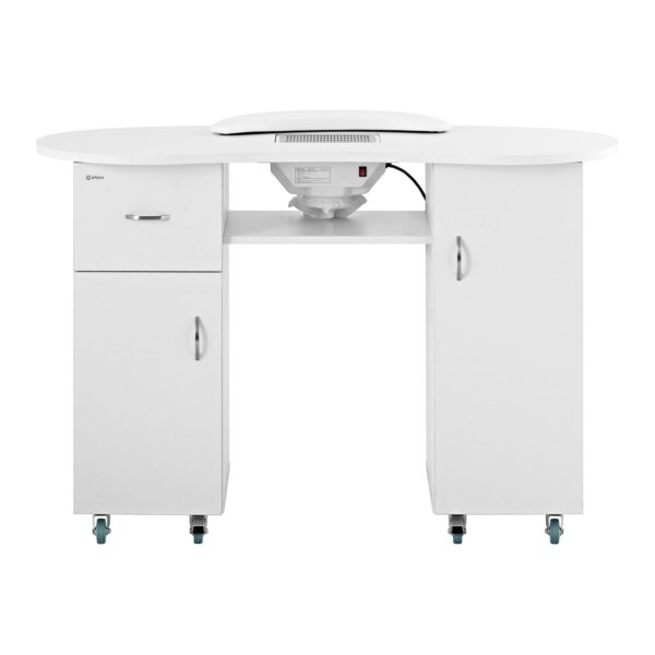 Biurko stolik do manicure kosmetyczny z pochłaniaczem pyłu i szafkami na kółkach 120x50x80 cm biały 1 10040450 1