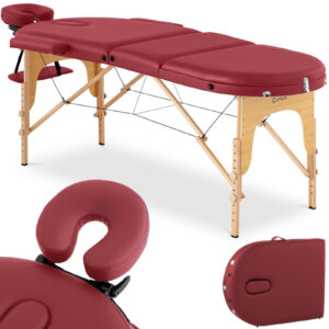 Stół łóżko do masażu przenośne składane z drewnianym stelażem Colmar Red do 227 kg czerwone 7 Stół łóżko do masażu przenośne składane z drewnianym stelażem Colmar Red do 227 kg czerwone - obrazek 1