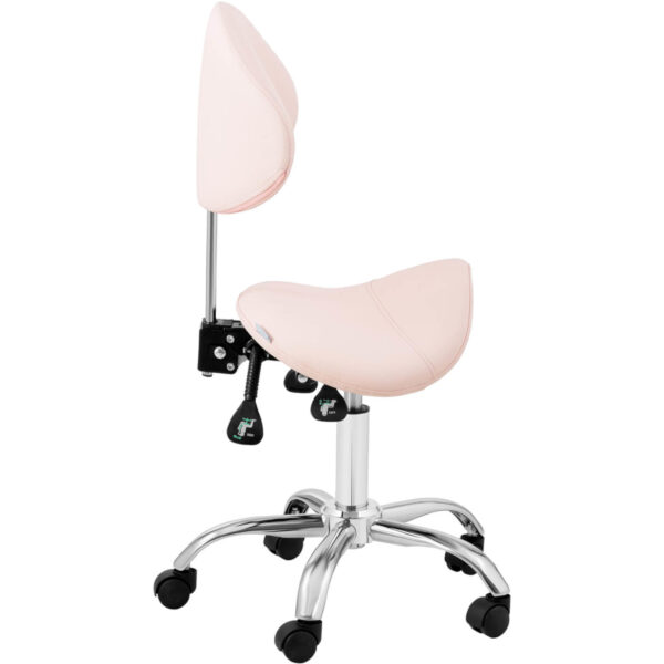Krzesło kosmetyczne siodłowe z oparciem obrotowe regulowane MANNHEIM POWDER PINK różowe 5 10040495 5