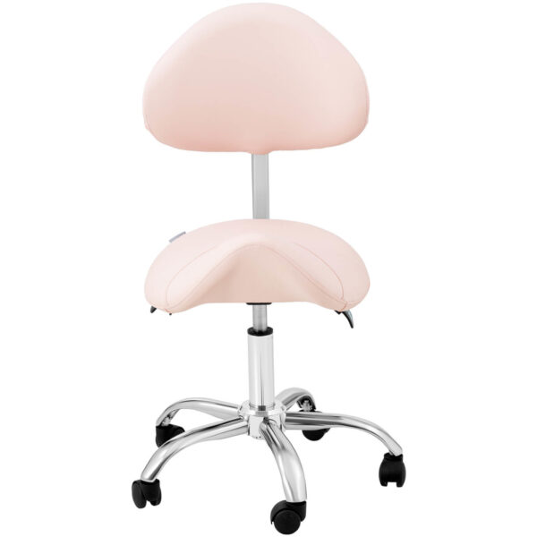 Krzesło kosmetyczne siodłowe z oparciem obrotowe regulowane MANNHEIM POWDER PINK różowe 6 10040495 6
