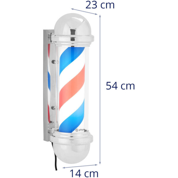 Słupek szyld fryzjerski barberski barber pole obrotowy podświetlany 30 cm - srebrny 6 10040659 6