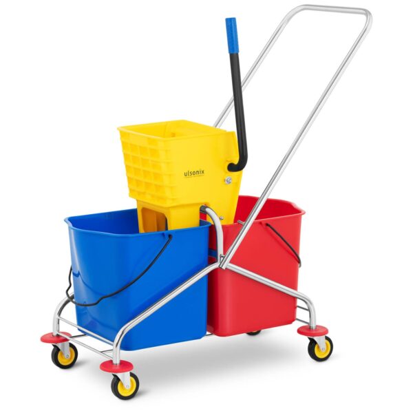 Wózek do mycia podłóg z prasą wyciskarką do mopa dwa wiadra 2 x 24 l 1 10050252 1