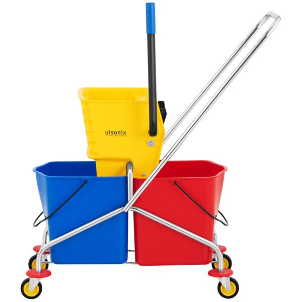 Wózek do mycia podłóg z prasą wyciskarką do mopa dwa wiadra 2 x 24 l 3 10050252 3