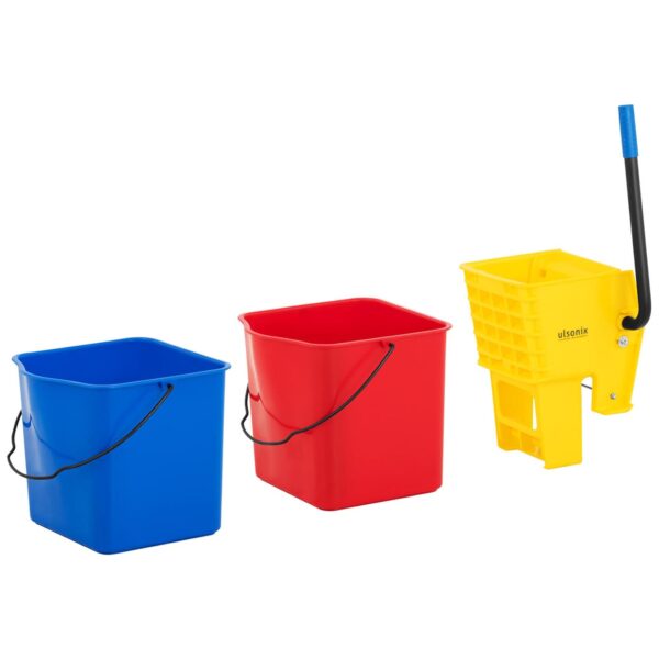 Wózek do mycia podłóg z prasą wyciskarką do mopa dwa wiadra 2 x 24 l 4 10050252 4