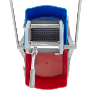 Wózek do mycia podłóg z wyciskarką prasą do mopa płaskiego dwa wiadra 2 x 20 l 13 Wózek do mycia podłóg z wyciskarką prasą do mopa płaskiego dwa wiadra 2 x 20 l - obrazek 7