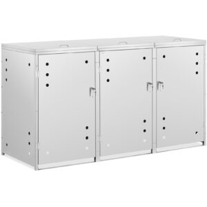 Osłona obudowa kosza kubła na śmieci potrójna z okrągłymi otworami STAL 3x 240 l 8 Osłona obudowa kosza kubła na śmieci potrójna z okrągłymi otworami STAL 3x 240 l - obrazek 2