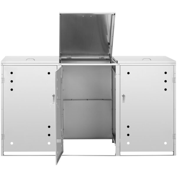 Osłona obudowa kosza kubła na śmieci potrójna z okrągłymi otworami STAL 3x 240 l 5 10050268 5