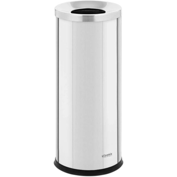 Kosz na odpady śmieci miejski zewnętrzny okrągły śr. 250 x 610 mm STAL srebrny 1 10050318 1