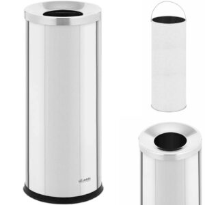 Kosz na odpady śmieci miejski zewnętrzny okrągły śr. 250 x 610 mm STAL srebrny 4 Kosz na odpady śmieci miejski zewnętrzny okrągły śr. 250 x 610 mm STAL srebrny - obrazek 1