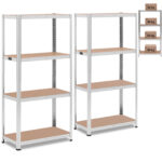 10061979 regal magazynowy metalowy 4 polki 320 kg 80 x 40 x 160 cm szary 2 szt ean 4062859091147 hurtownia zielona gora
