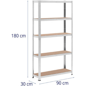 Regał magazynowy metalowy 5 półek 875 kg 90 x 30 x 180 cm szary 2 szt. 13 Regał magazynowy metalowy 5 półek 875 kg 90 x 30 x 180 cm szary 2 szt. - obrazek 7